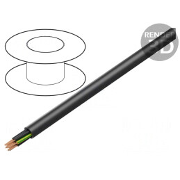 Cablu | H07RN-F | rotund | litat | Cu | 7G2,5mm2 | gumă | negru | 450V,750V | 1600152