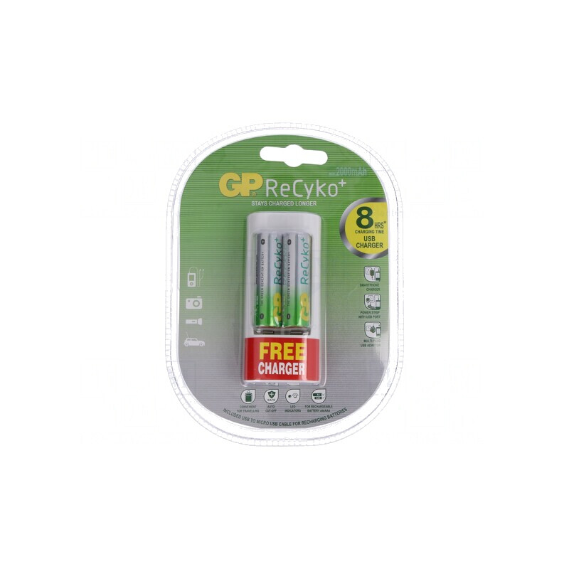 Încărcător pentru Baterii Reîncărcabile Ni-MH GP U211 2xR6 2100mAh | Electronic-mag.ro | Componente Electronice