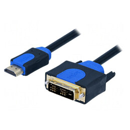 Cablu HDMI-DVI 3m Negru/Albastru