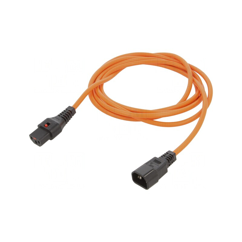 Cablu IEC C13-C14 cu blocare 3m 10A | Electronic-mag.ro | Componente Electronice