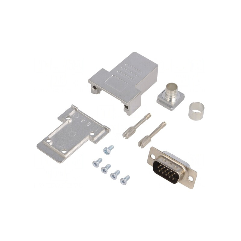 Conector D-Sub HD 15 Pini Negru pentru Lipire pe Cablu | Electronic-mag.ro | Componente Electronice