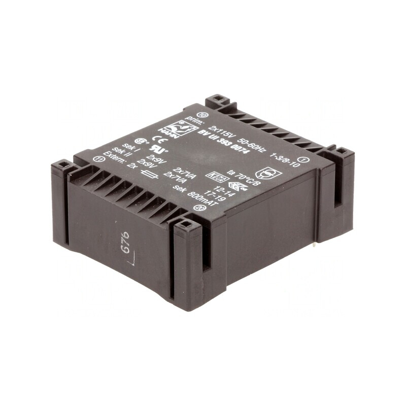 Transformator Încapsulat 14VA 115VAC 9V 778mA PCB | Electronic-mag.ro | Componente Electronice