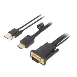 Cablu | HDMI 1.4 | PVC | 2m | negru | 32AWG | Fire: Cu,cositorit | ABIBH