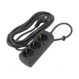 Prelungitor Schuko 3 Prize Negru 3x1,5mm2 | Electronic-mag.ro | Componente Electronice