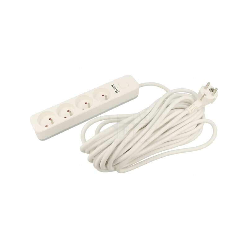 Prelungitor alimentare 4 prize PVC alb 5m 16A | Electronic-mag.ro | Componente Electronice