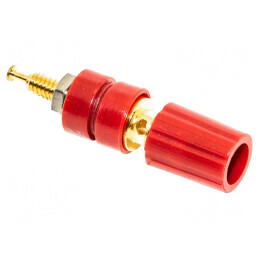Soclu Banană 4mm Roșu Aurit Pe Panou 15A 2,5kV | Electronic-mag.ro | Componente Electronice