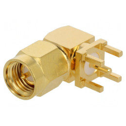 Mufă SMA 90° 50Ω THT PTFE Aurit | Electronic-mag.ro | Componente Electronice