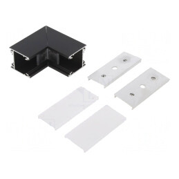 Conector 90° Aluminiu Negru Policarbonat LINEA20 | Electronic-mag.ro | Componente Electronice