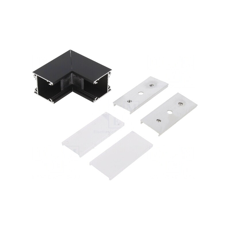 Conector 90° Aluminiu Negru Policarbonat LINEA20 | Electronic-mag.ro | Componente Electronice