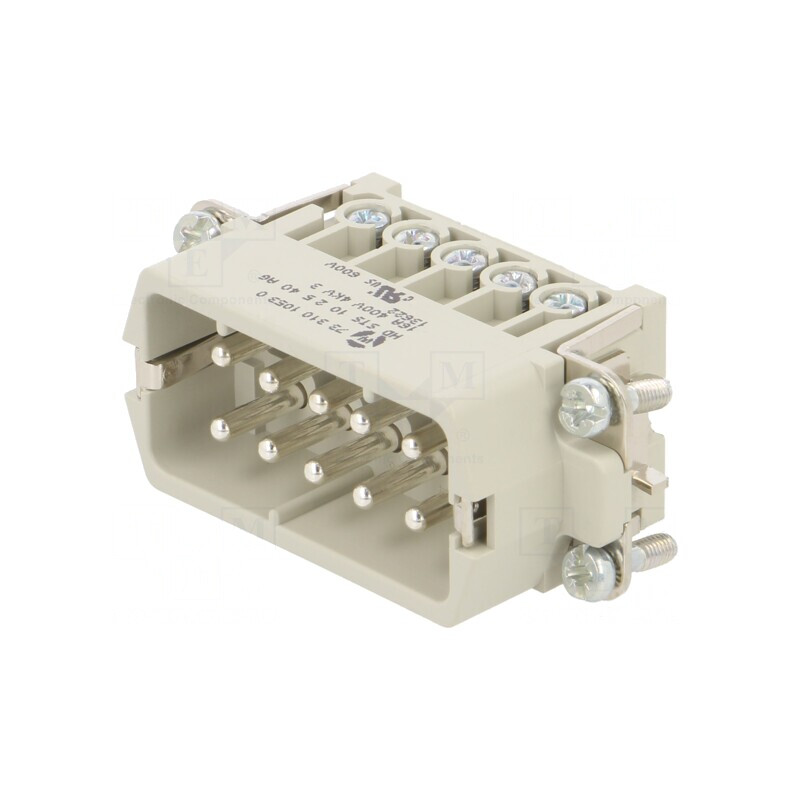 Conector HDC tată 10 pini 10 inserturi de contact | Electronic-mag.ro | Componente Electronice