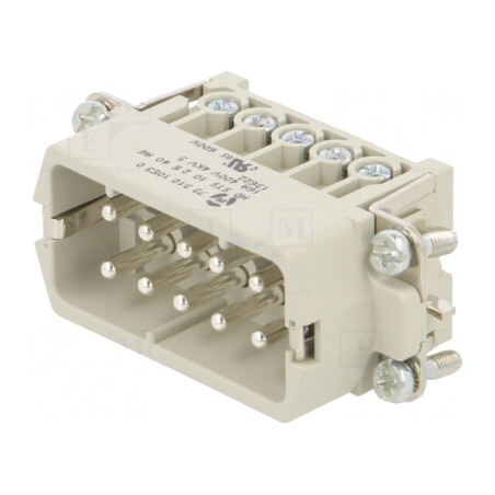 Conector HDC tată 10 pini 10 inserturi de contact | Electronic-mag.ro | Componente Electronice