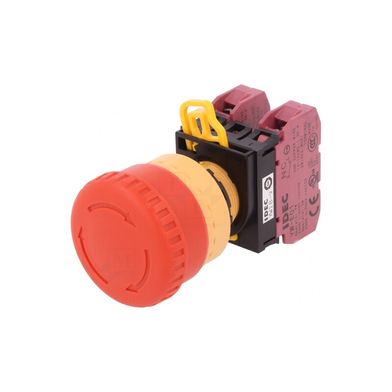 Comutator de Siguranță 22mm 2NC Roșu IP65 | Electronic-mag.ro | Componente Electronice