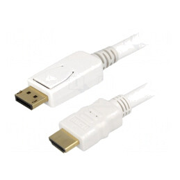 Cablu DisplayPort la HDMI 2m Alb | Electronic-mag.ro | Componente Electronice