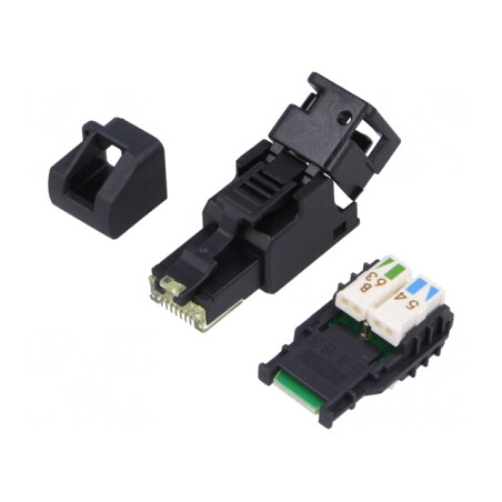Mufă RJ45 Cat6a neecranată cu capac de protecție | Electronic-mag.ro | Componente Electronice