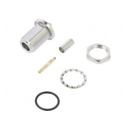 Mufă N mamă 50Ω crimpat PTFE argintat | Electronic-mag.ro | Componente Electronice