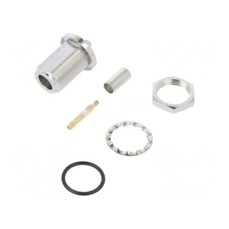Mufă N mamă 50Ω crimpat PTFE argintat | Electronic-mag.ro | Componente Electronice