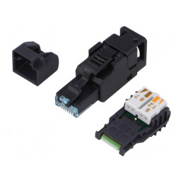 Mufă RJ45 Cat 6a Neecranată Aurită 8p8c T568B | Electronic-mag.ro | Componente Electronice