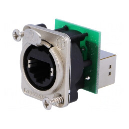 Adaptor Soclu etherCON 8P8C Cat 5e Ecranat Aurit NE8FDP | Electronic-mag.ro | Componente Electronice