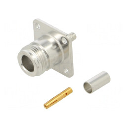 Soclu N mamă drept 50Ω crimpat aurit PTFE alamă | Electronic-mag.ro | Componente Electronice