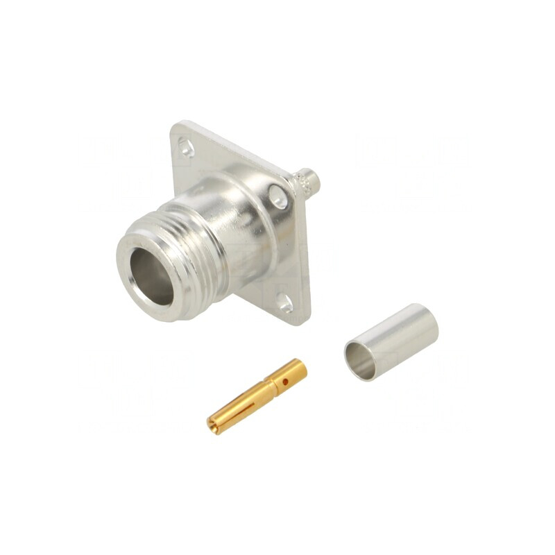 Soclu N mamă drept 50Ω crimpat aurit PTFE alamă | Electronic-mag.ro | Componente Electronice
