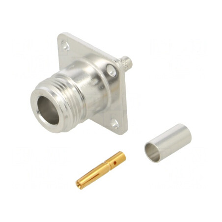 Soclu N mamă drept 50Ω crimpat aurit PTFE alamă | Electronic-mag.ro | Componente Electronice