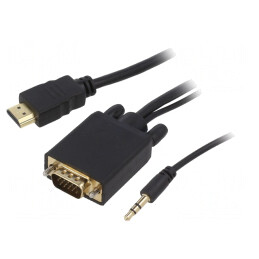 Cablu | HDMI 1.4 | D-Sub 15pin HD mufă,HDMI mufă,Jack 3,5mm mufă | A-HDMI-VGA-03-10