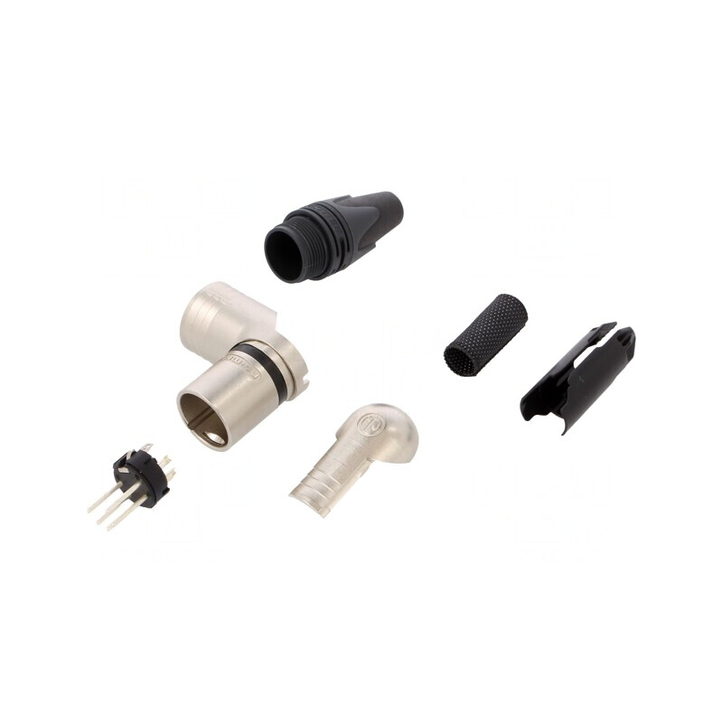 Mufă XLR Tată 5-PIN 90° Rotativ pe Cablu Lipire | Electronic-mag.ro | Componente Electronice
