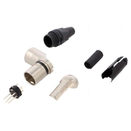 Mufă XLR Tată 5-PIN 90° Rotativ pe Cablu Lipire | Electronic-mag.ro | Componente Electronice