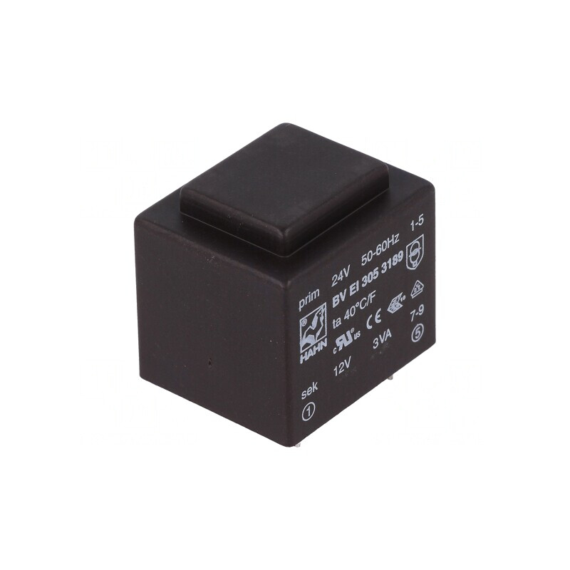 Transformator încapsulat 3VA 24VAC 12V 250mA PCB | Electronic-mag.ro | Componente Electronice