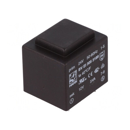 Transformator încapsulat 3VA 24VAC 12V 250mA PCB | Electronic-mag.ro | Componente Electronice