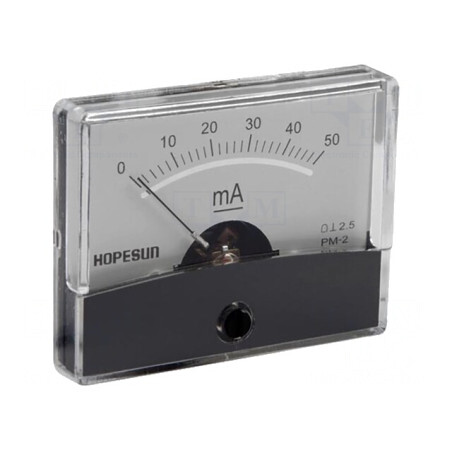 Ampermetru pe panou DC 0-50mA 60x47mm | Electronic-mag.ro | Componente Electronice
