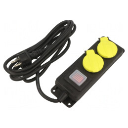 Prelungitor alimentare 2 prize negru 3m 16A | Electronic-mag.ro | Componente Electronice
