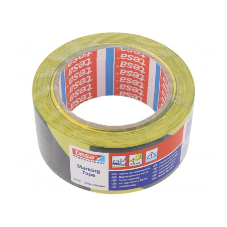 Bandă Avertizare Galben-Negru Autoadezivă 33m x 50mm | Electronic-mag.ro | Componente Electronice
