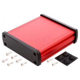 Carcasă Universală Aluminiu Roșu 113.7mm x 119mm x 35.2mm | Electronic-mag.ro | Componente Electronice