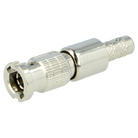 Mufă Micro BNC Tată Drept 75Ω Crimp PTFE Aurit | Electronic-mag.ro | Componente Electronice