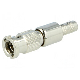 Mufă Micro BNC Tată Drept 75Ω Crimp PTFE Aurit | Electronic-mag.ro | Componente Electronice