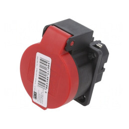 Conector Alimentare AC 2P PE 250VAC 16A Negru/Roșu | Electronic-mag.ro | Componente Electronice