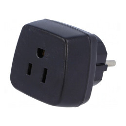 Conexiune: adaptor | 2P+PE | 230VAC | 15A | neagră | PIN: 3 | 