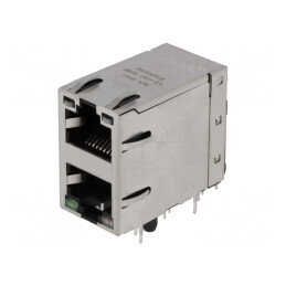 Soclu | RJ45 | PIN: 8 | ecranat,duble,cu diodă LED | Dispunere: 8p8c | 0845-2R1T-E4