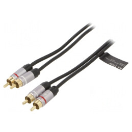Cablu | RCA mufă x2,din ambele părţi | 5m | Placare: aurit | negru | 77397