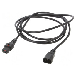 Cablu de Alimentare IEC C13 la C14 cu Blocare 3m Negru | Electronic-mag.ro | Componente Electronice