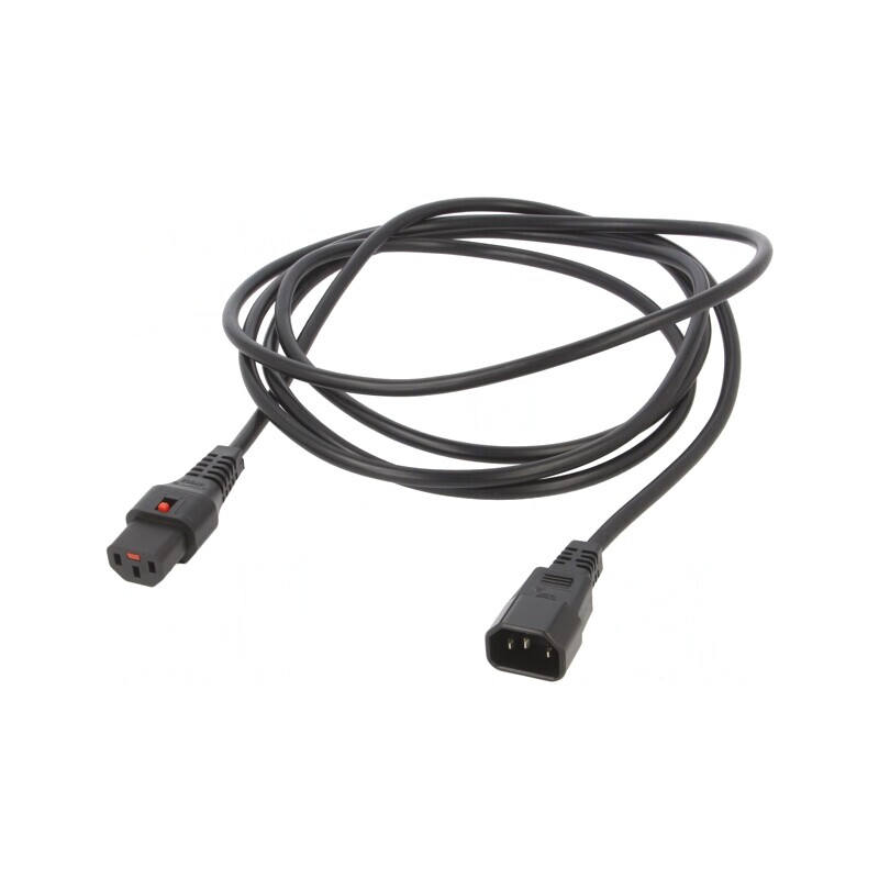 Cablu de Alimentare IEC C13 la C14 cu Blocare 3m Negru | Electronic-mag.ro | Componente Electronice