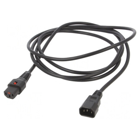 Cablu de Alimentare IEC C13 la C14 cu Blocare 3m Negru | Electronic-mag.ro | Componente Electronice