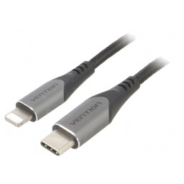 Cablu USB 2.0 Apple Lightning la USB-C 1m Negru 3A