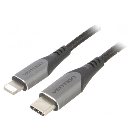 Cablu USB 2.0 Apple Lightning la USB-C 1m Negru 3A | Electronic-mag.ro | Componente Electronice