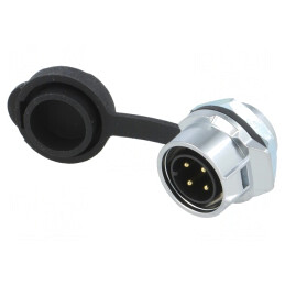 Soclu | Conector: circular | MRD | PIN: 4 | gold flash | 10A | lipire | tată | MRDBG04L13000