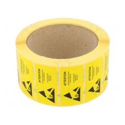 Etichetă Autoadezivă ESD 50x25mm 1000 buc Rola Galben-Negru | Electronic-mag.ro | Componente Electronice