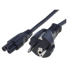 Cablu | CEE 7/7 (E/F) mufă,IEC C5 mamă | PVC | 2m | negru | 3x0,75mm2 | 6052.0042