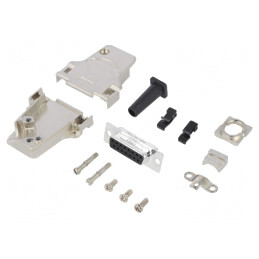 Conector D-Sub 15 PIN mamă unghi 45° pentru lipire pe cablu aurit | Electronic-mag.ro | Componente Electronice
