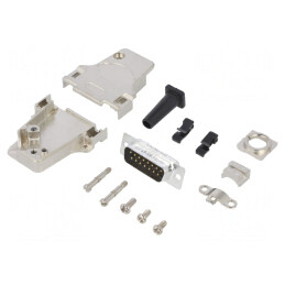 Conector D-Sub 15 PIN Tată 45° Lipire Cablu Gold Flash | Electronic-mag.ro | Componente Electronice